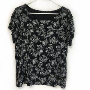 Briggs New York black floral top size XL